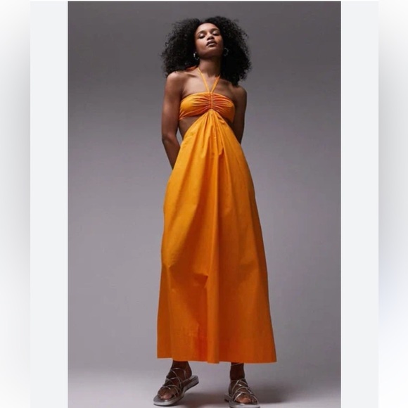 Topshop Dresses & Skirts - Topshop Cotton Poplar Maxi Orange Cutout Vacation Dress NWOT Medium